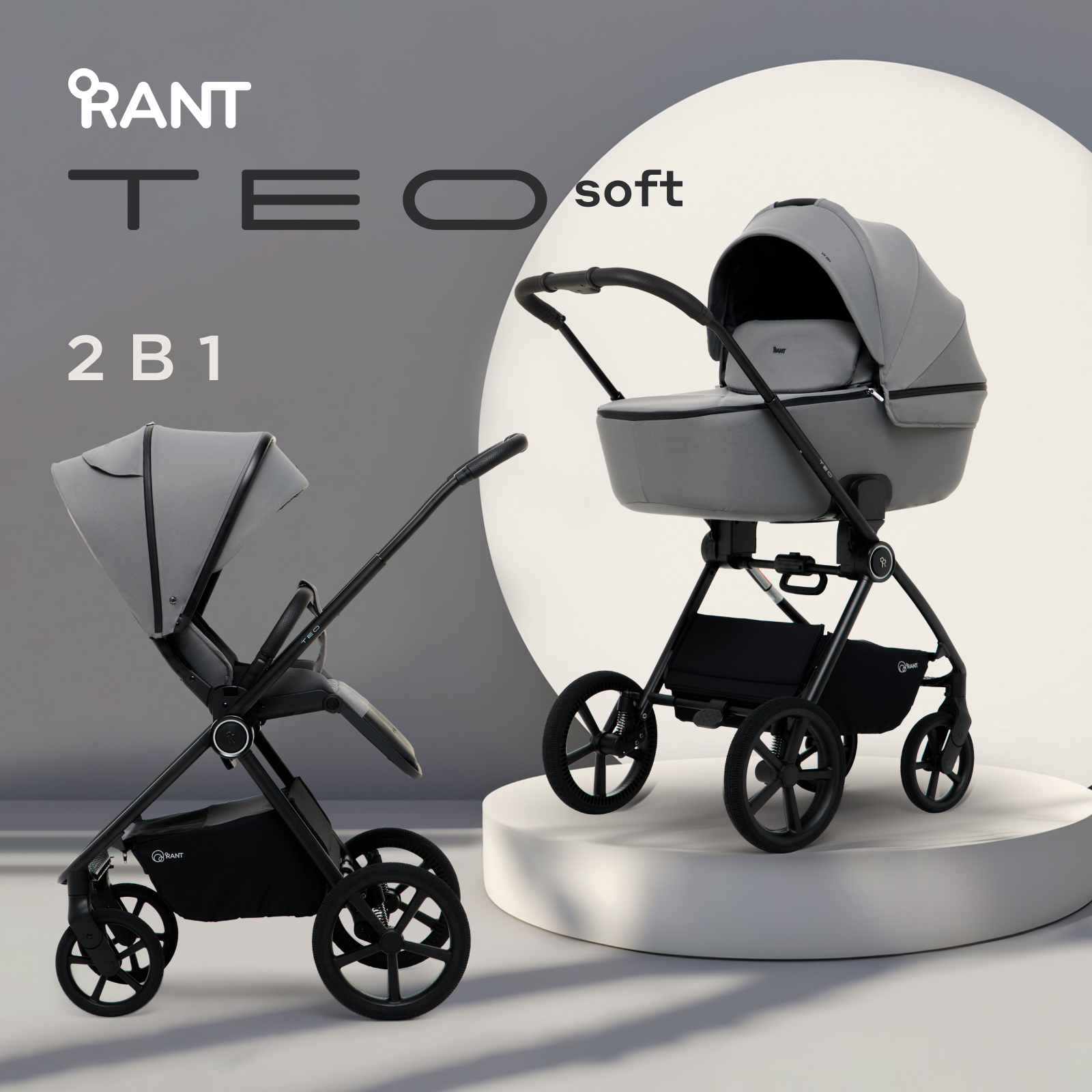 Коляска 2в1 Rant Teo Soft серый - фото 1