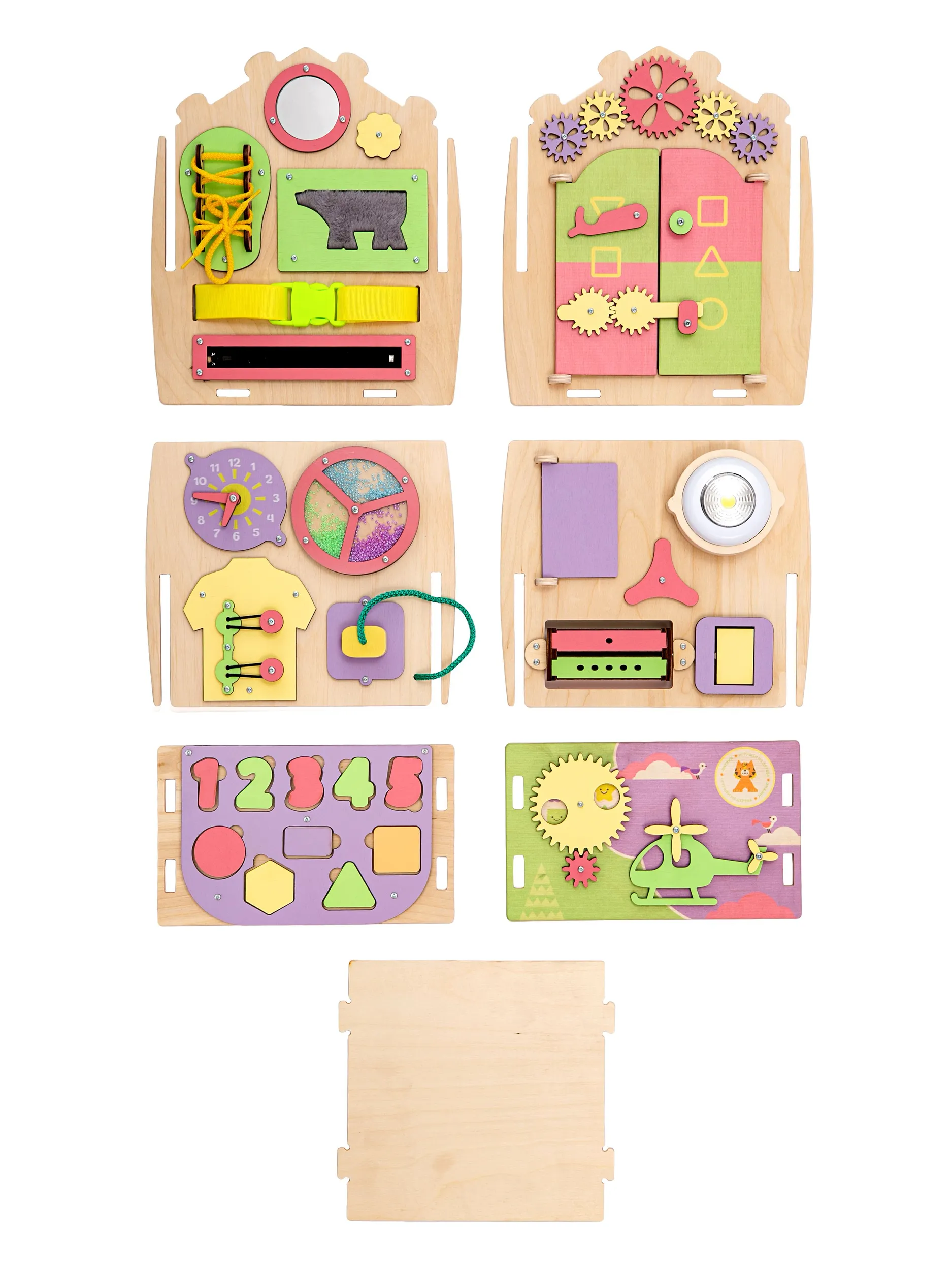 Игрушка Mag Wood бизиборд Кручу-верчу пастельный - фото 3