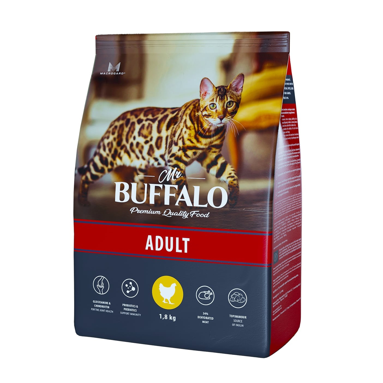Корм для взрослых кошек Mr.Buffalo Adult с курицей сухой 1.8кг - фото 1