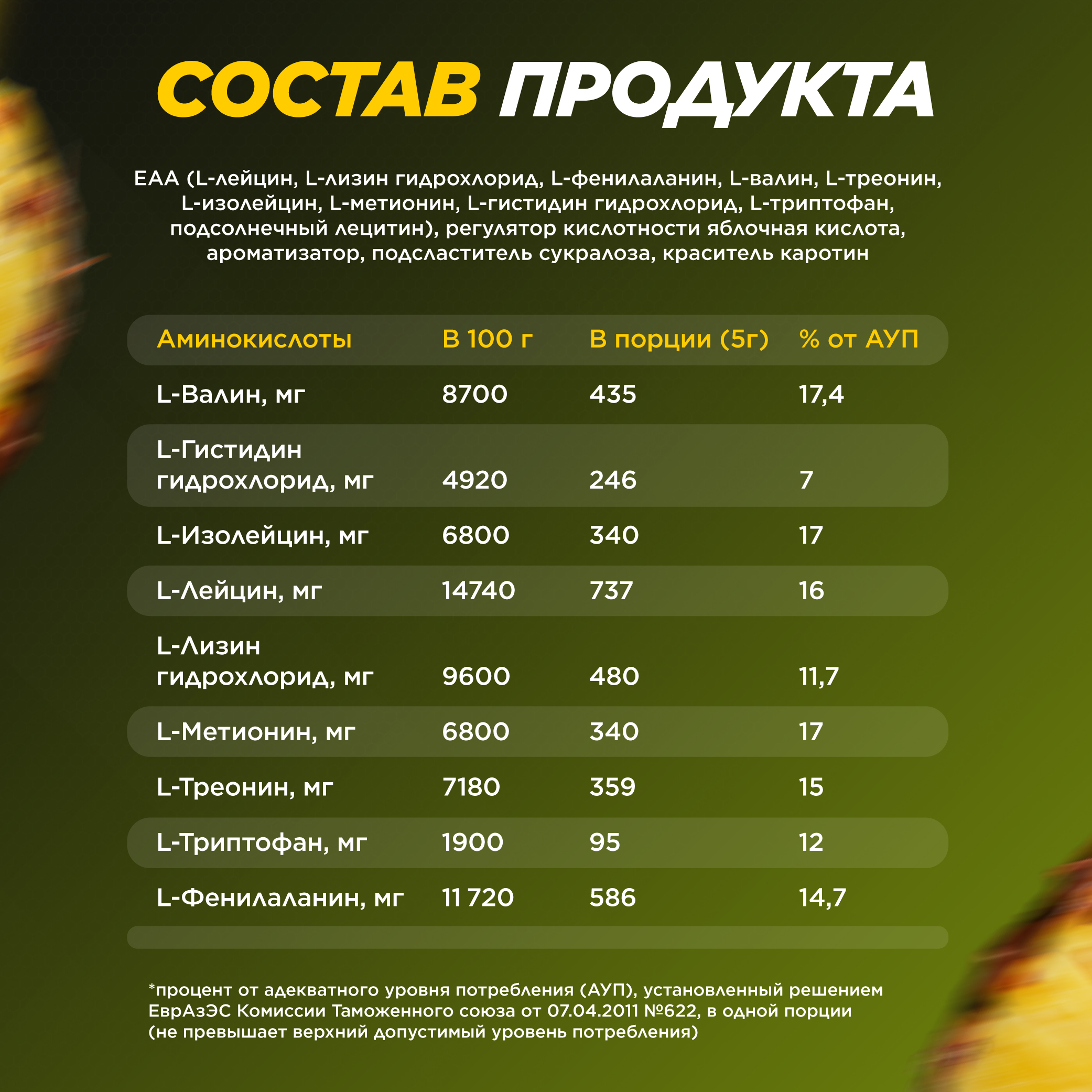 Аминокислотный комплекс Prime Kraft EAA со вкусом «Ананас» pineapple 200 гр - фото 4