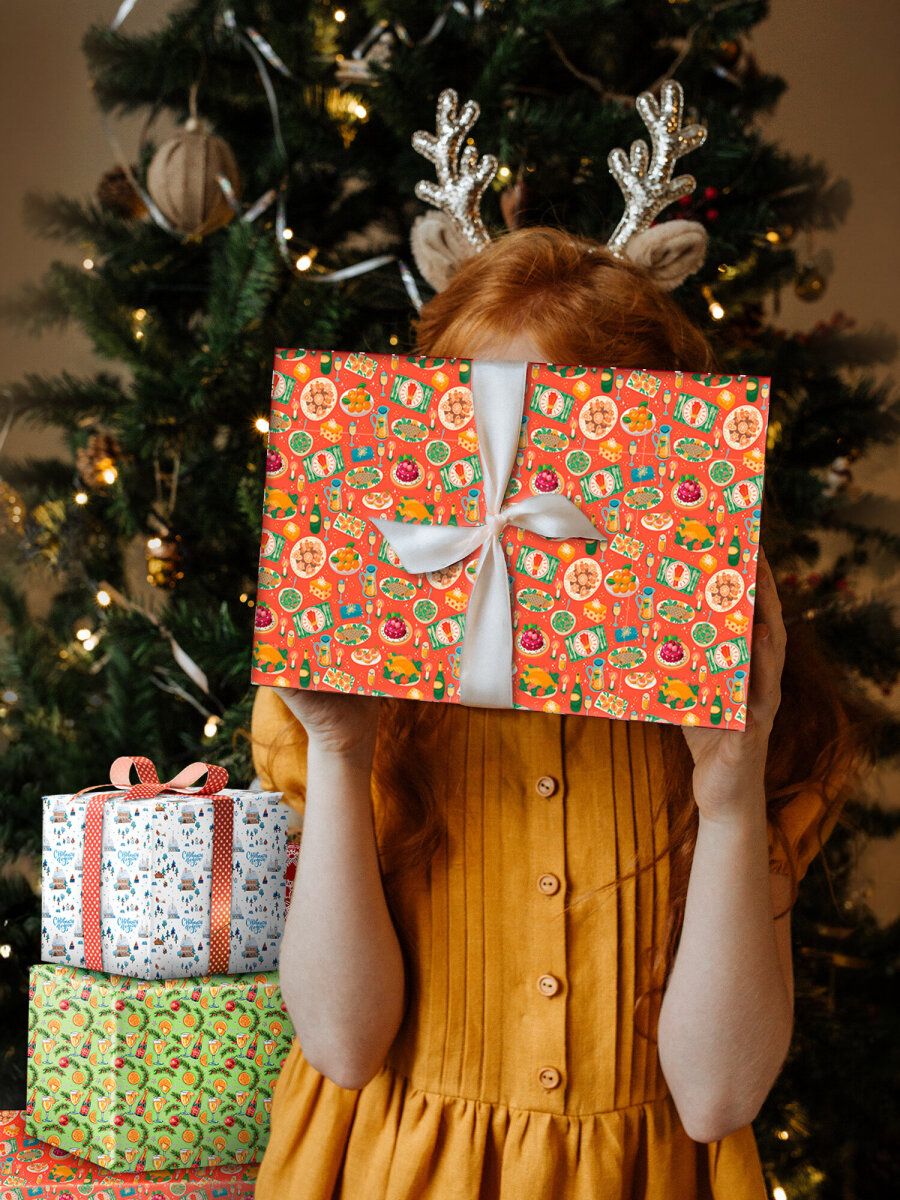Упаковочная бумага Золотая сказка для новогодних подарков в рулоне набор 3 штуки - фото 5