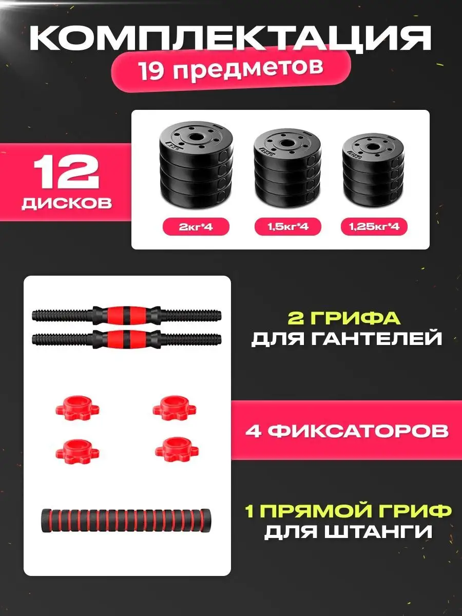 Гантели FitnessLive красные - фото 3