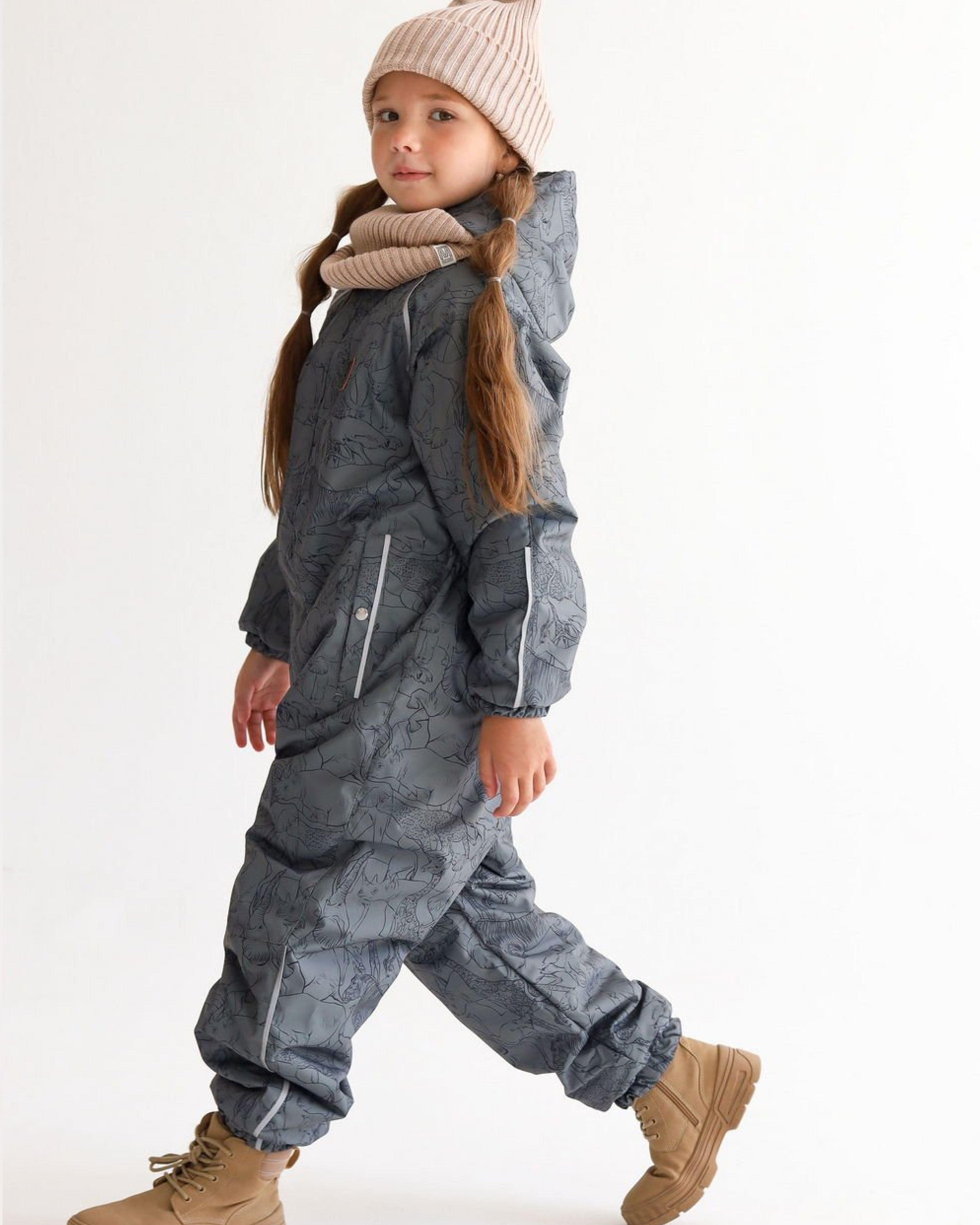 Комбинезон MINIDINO В-КОМ-015/ДКомбинезон еврозима принт Сафари серо-зеленый - фото 1