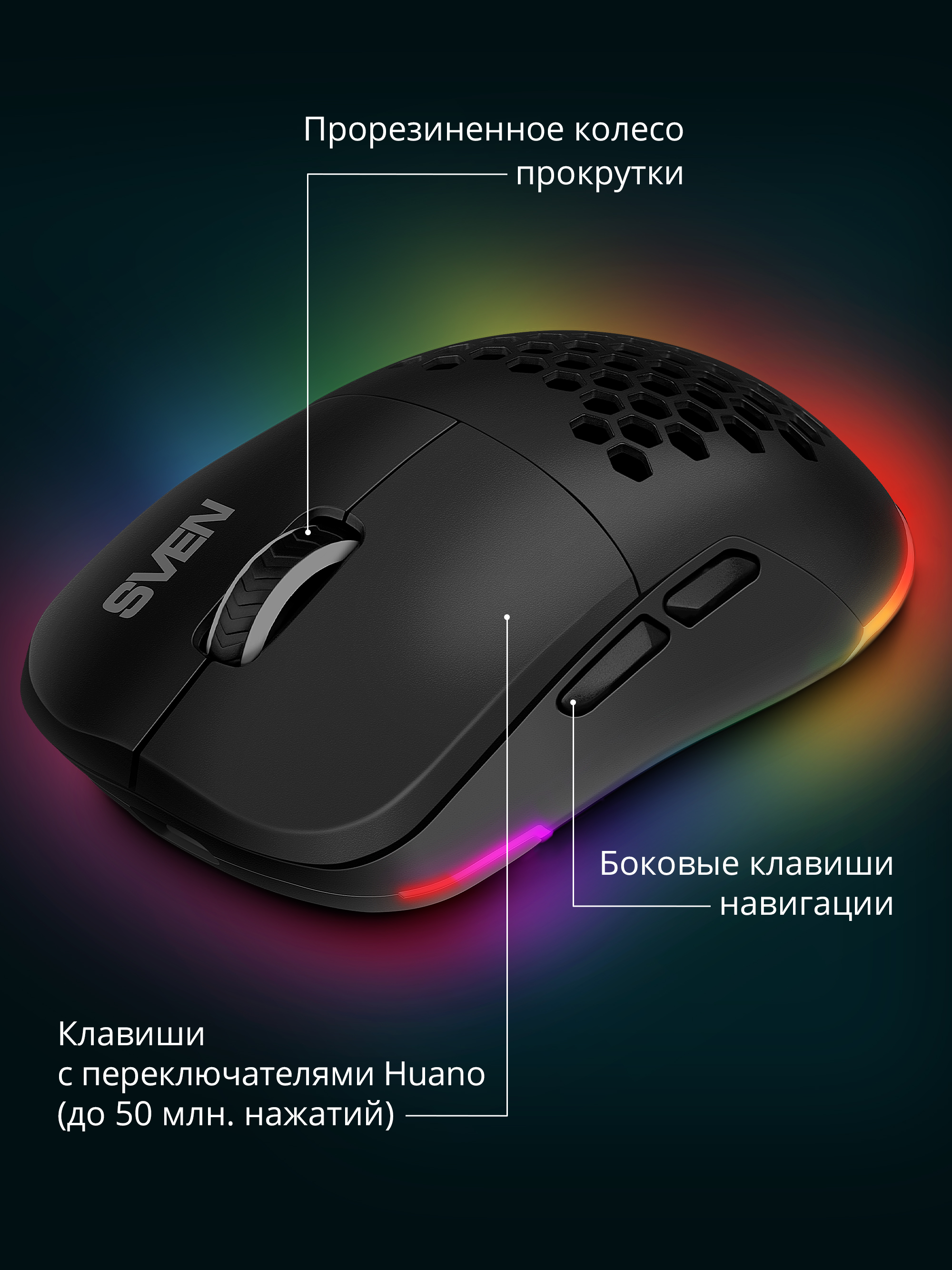 Беспроводная игровая мышь SVEN RX-G980W 50-26000 DPI (точек на дюйм) с ПО - фото 2