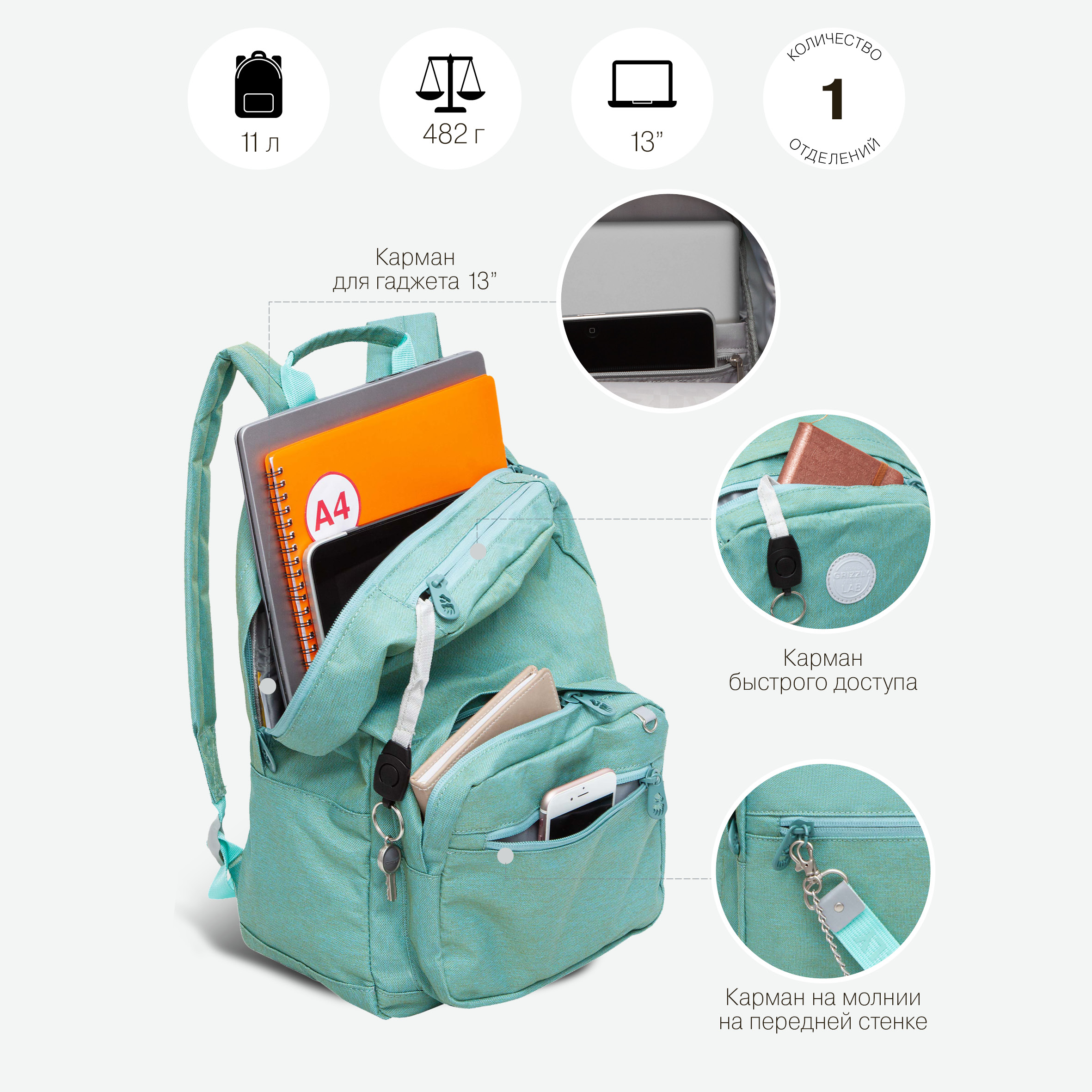 Рюкзак Grizzly для девочки - фото 7