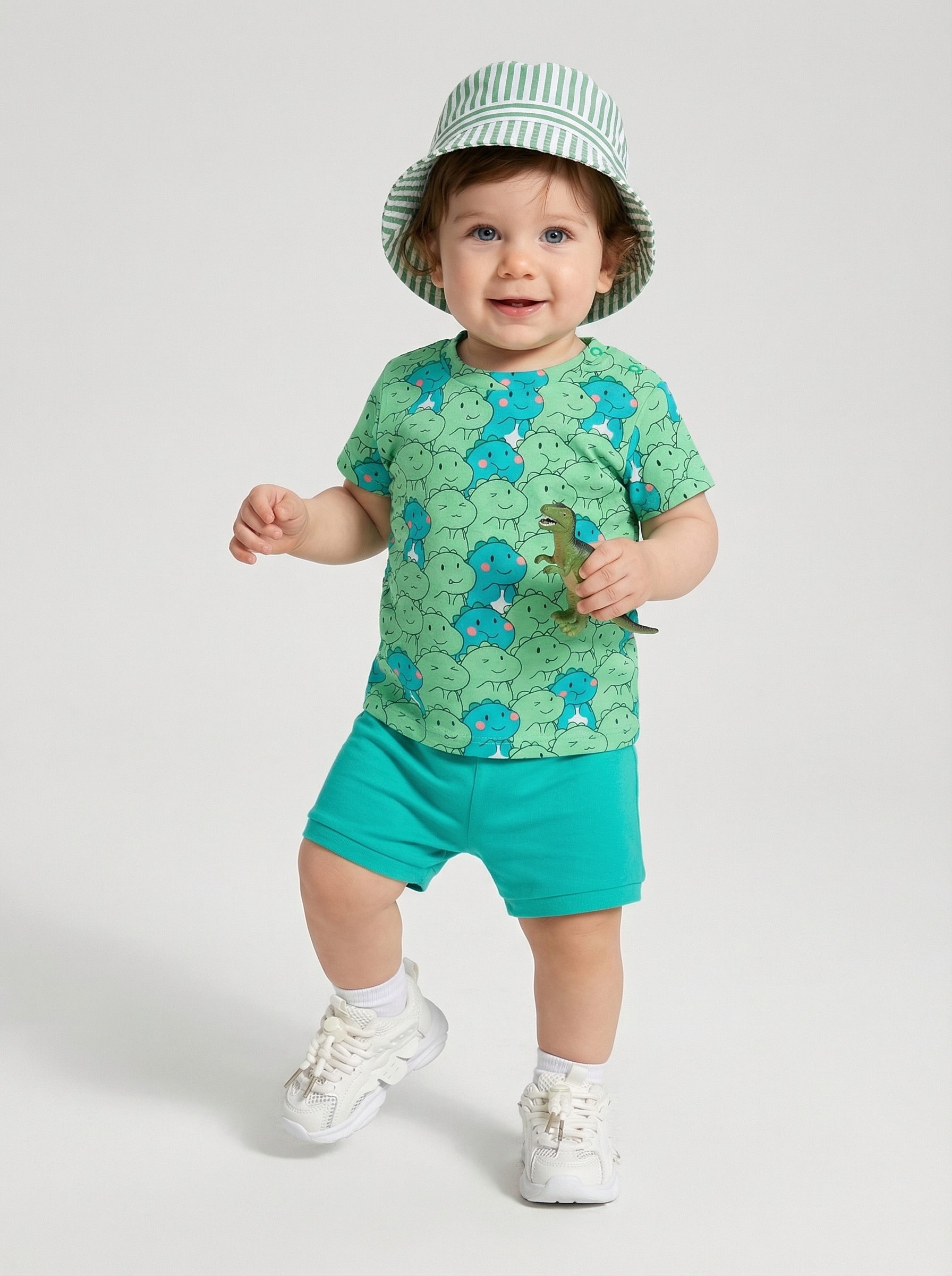 Изображение товара Комплект для мальчика футболка и шорты YOULALA из хлопка с рисунком