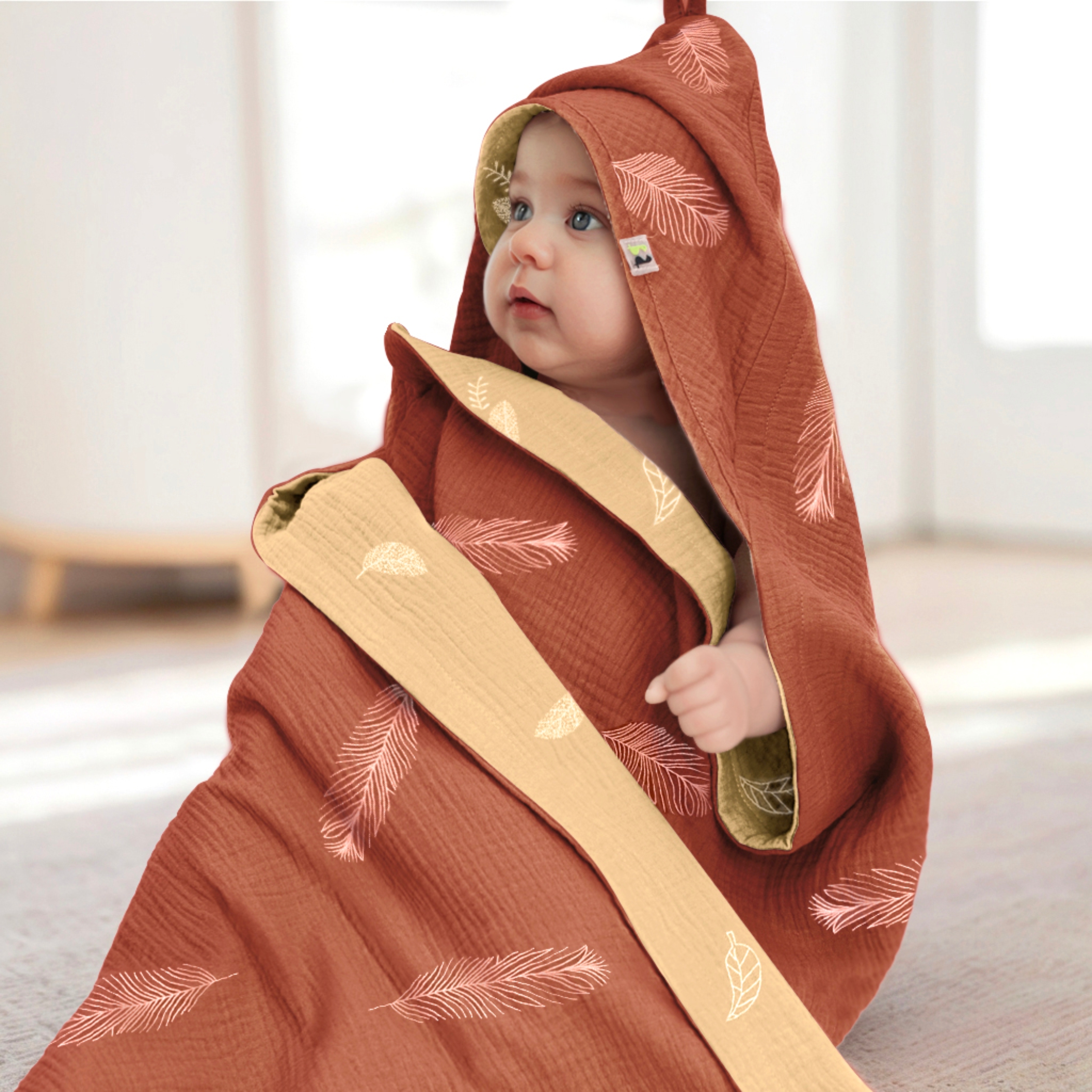 Полотенце уголок Фабрика Бамбук с капюшоном (уголком) 98 x 98 см - фото 4