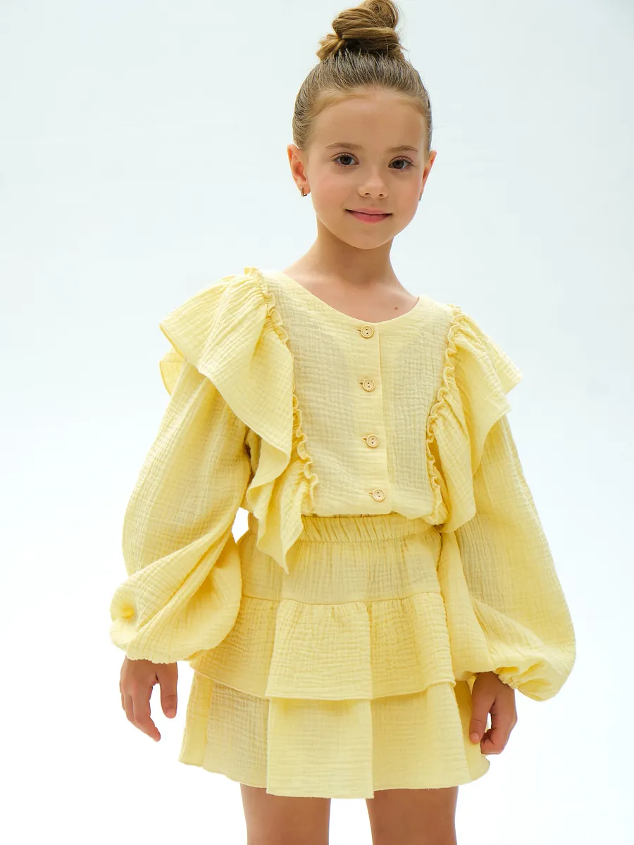 Блузка и юбка Leli dress костюм_муслин_с_юбкой_желтый - фото 1
