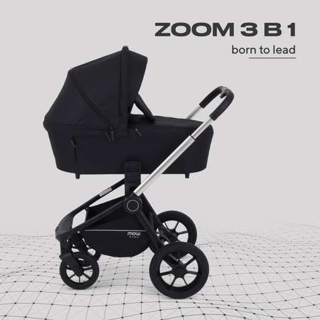 Коляска 3в1 MOWbaby Zoom new 3в1, silver black черный
