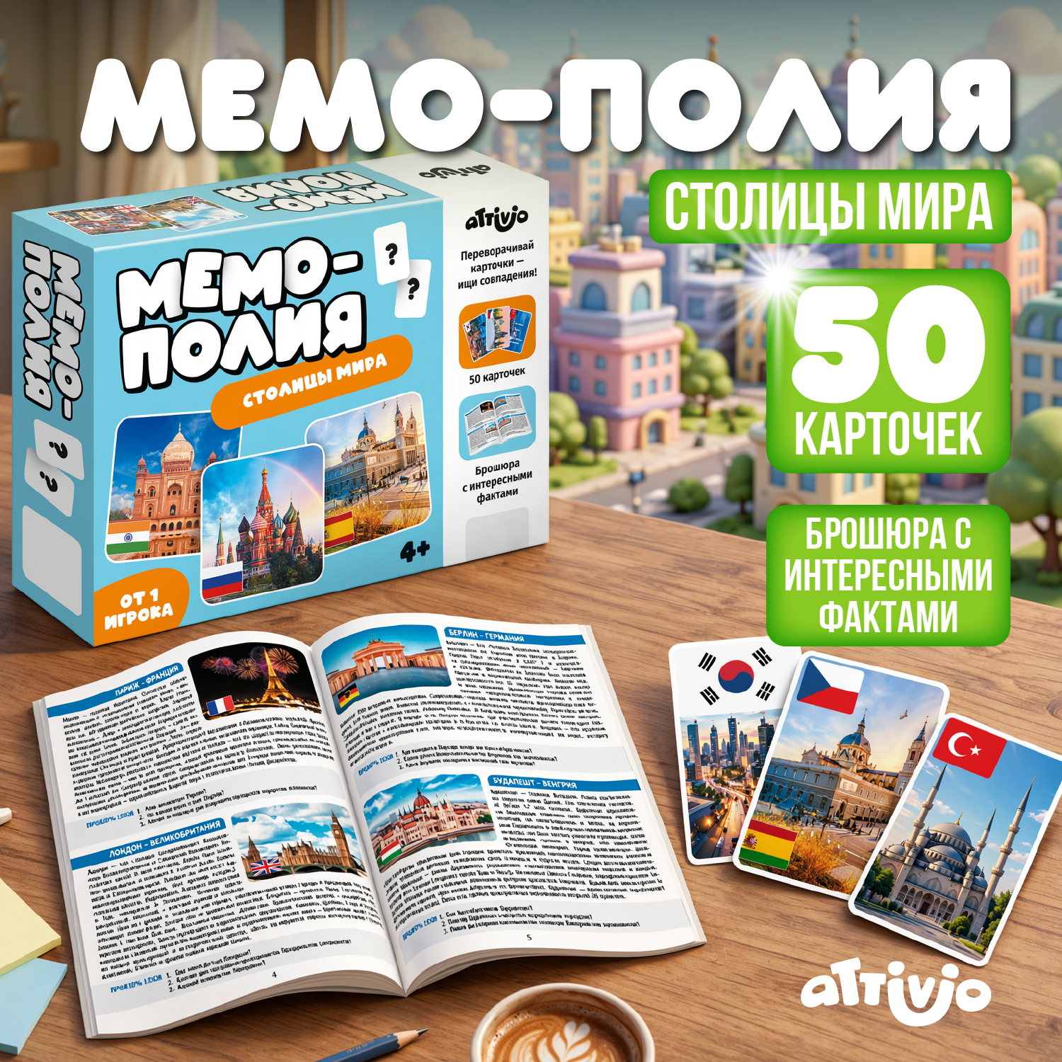 Настольная игра Attivio Мемори Столицы - фото 2