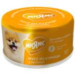 Корм для собак и щенков старше 6 месяцев Мнямс Мусс из курицы с печенью ж/б 80г