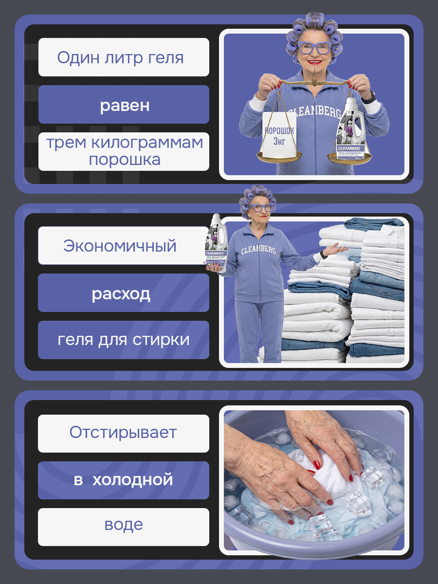 Гель для стирки Cleanberg для черного без запаха 1 л 1 кг 1 шт. 1 упак. - фото 2