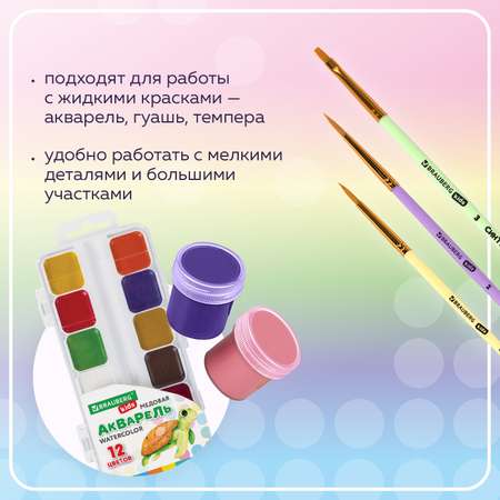 Кисть Brauberg 3 шт. (синтетика)