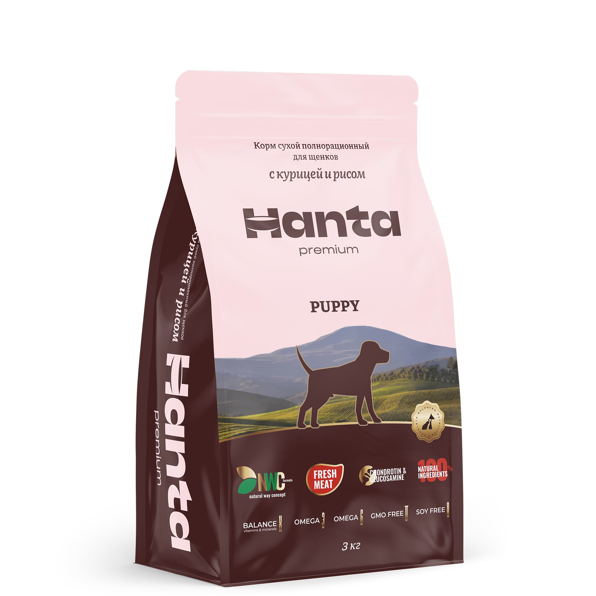 Корм сухой Hanta (Ханта) для щенков, с курицей и рисом, 3 кг - фото 1
