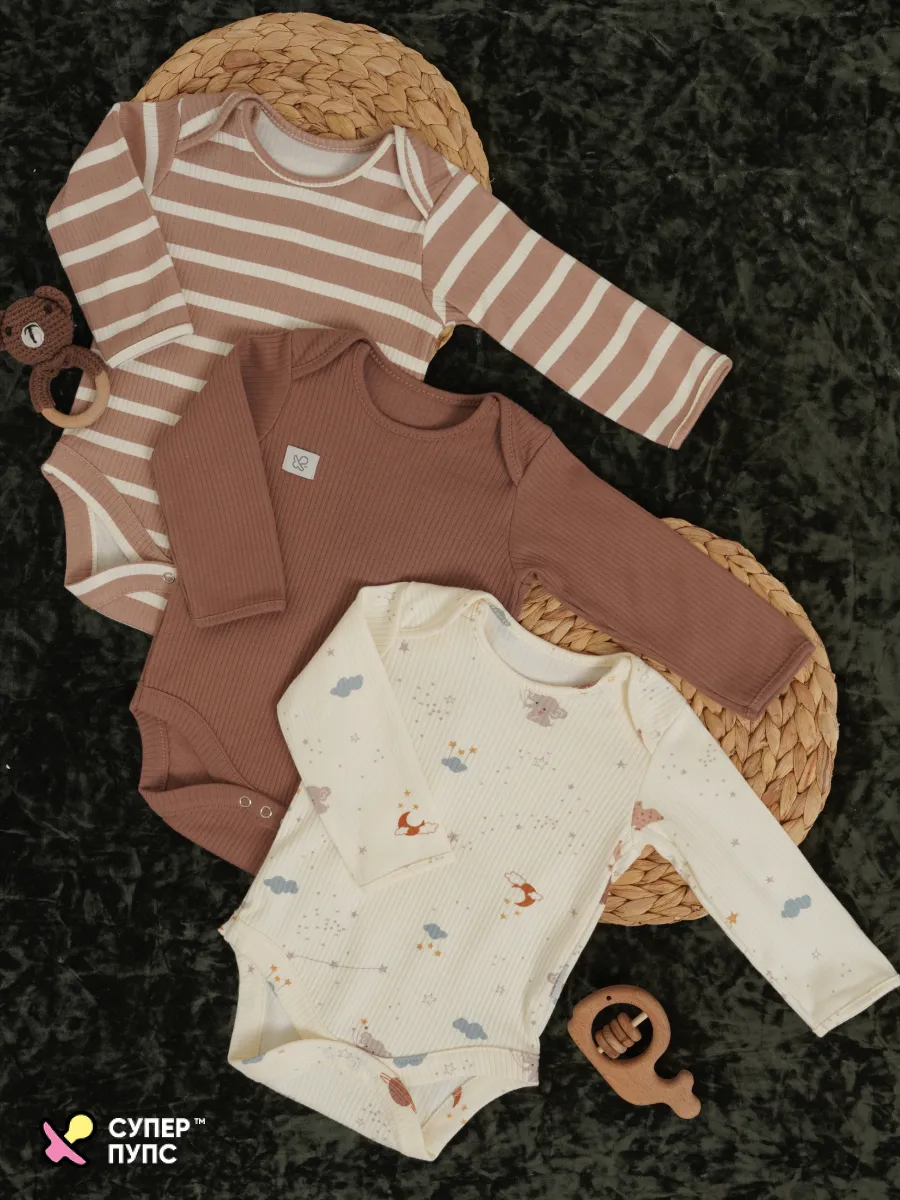 Боди 3 шт Супер Пупс нбр/3пр/бд/sk20/полоска/сон - фото 4