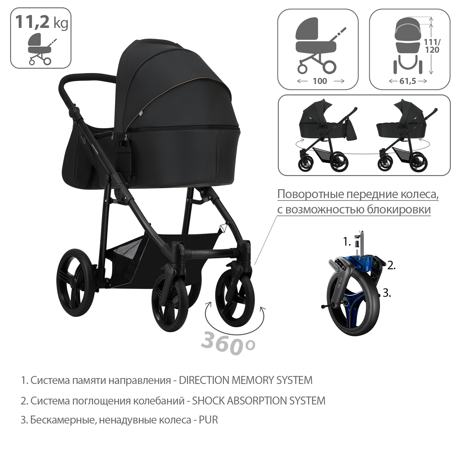 Коляска 2 в 1 Bebetto Verturro Pro - фото 4