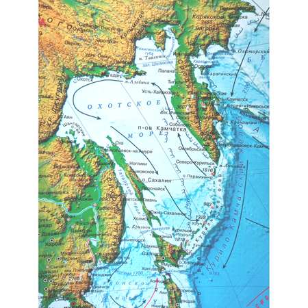 Карта настенная Атлас Принт Мир физическая 1.58x1.18 м