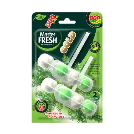 Подвесной блок для унитаза Master fresh Duo effect Gold 5 в 1 хвоя 2 шт