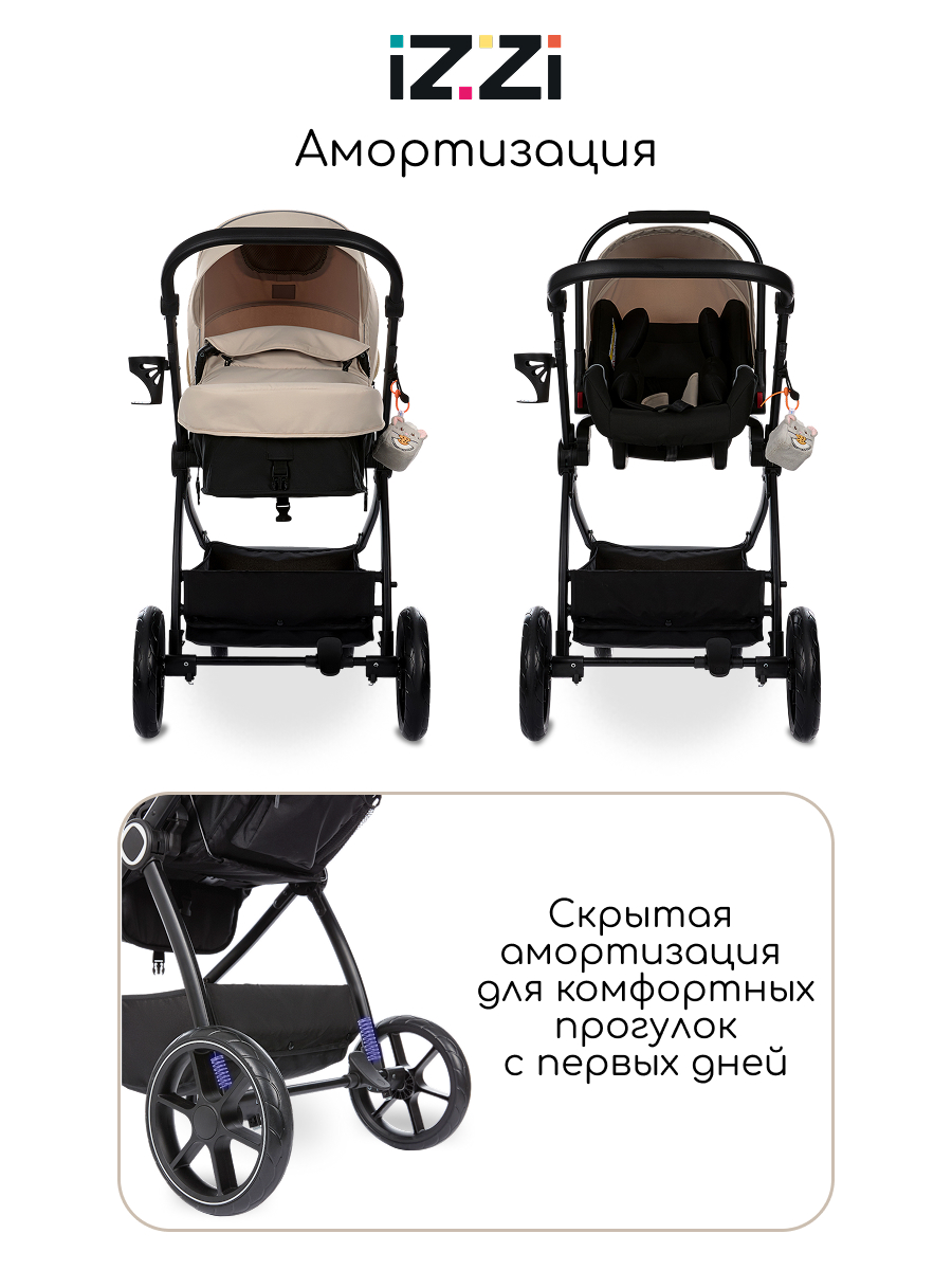 Коляска трансформер iZZi Универсальная бежевый - фото 9