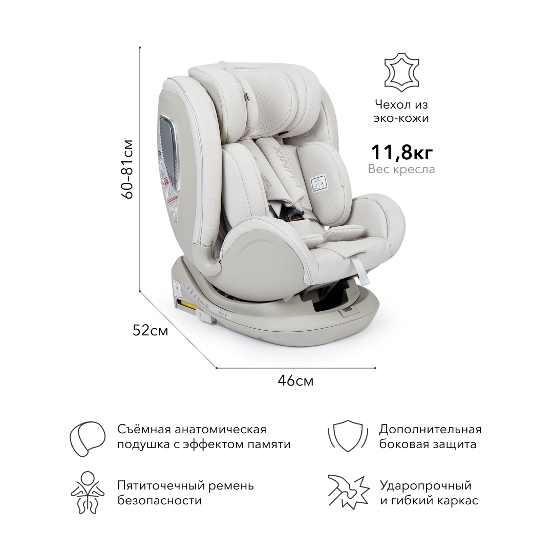 Автокресло Happy Baby I-Unix Isofix 0+/1/2/3 (0-36 кг) серый - фото 13
