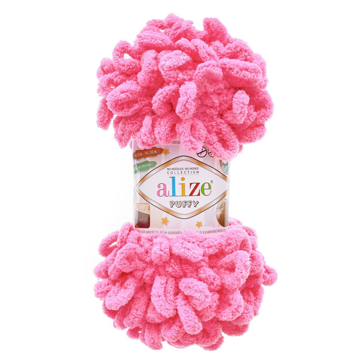 Пряжа для вязания Alize puffy 100 г 9 м микрополиэстер фантазийная плюшевая 377 ярко-розовый 5 мотков - фото 5