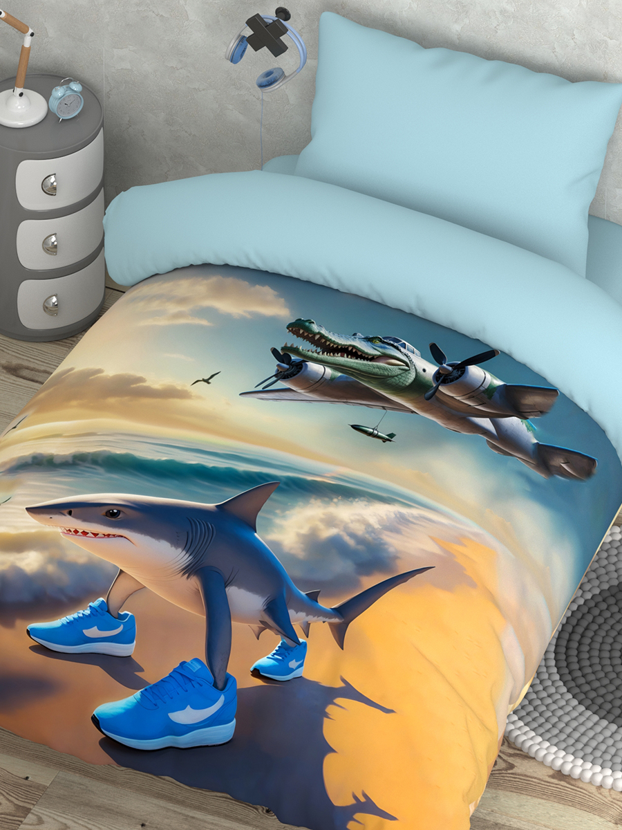 Комплект постельного белья BRAVO kids dreams Крокодило поплин полутораспальный 3 предм. - фото 3