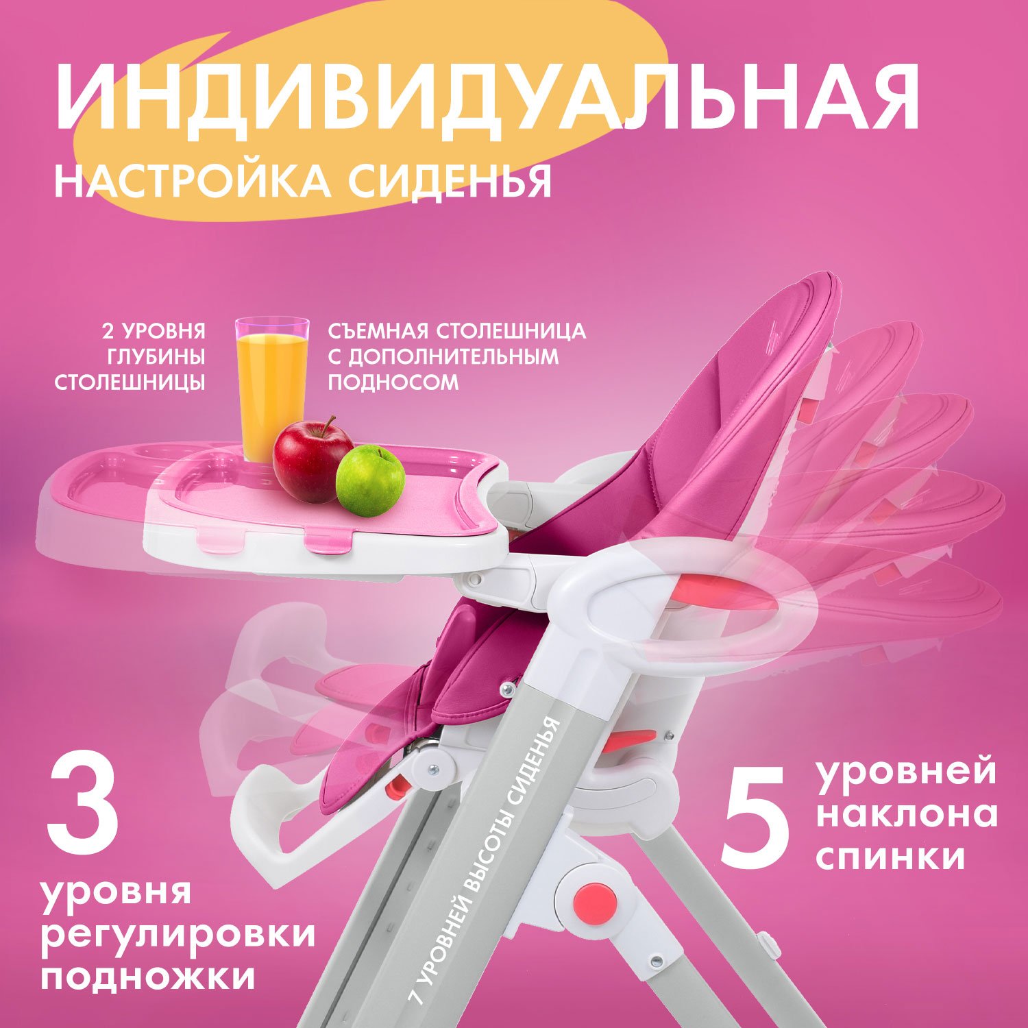 Стульчик для кормления Nuovita Futuro Bianco фиолетовый - фото 4