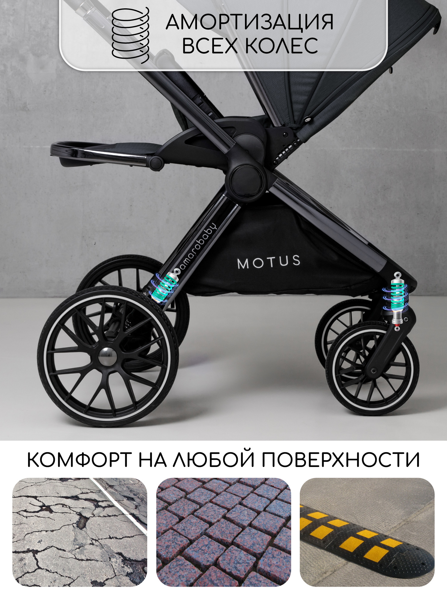 Коляска 2в1 Amarobaby Motus - фото 8