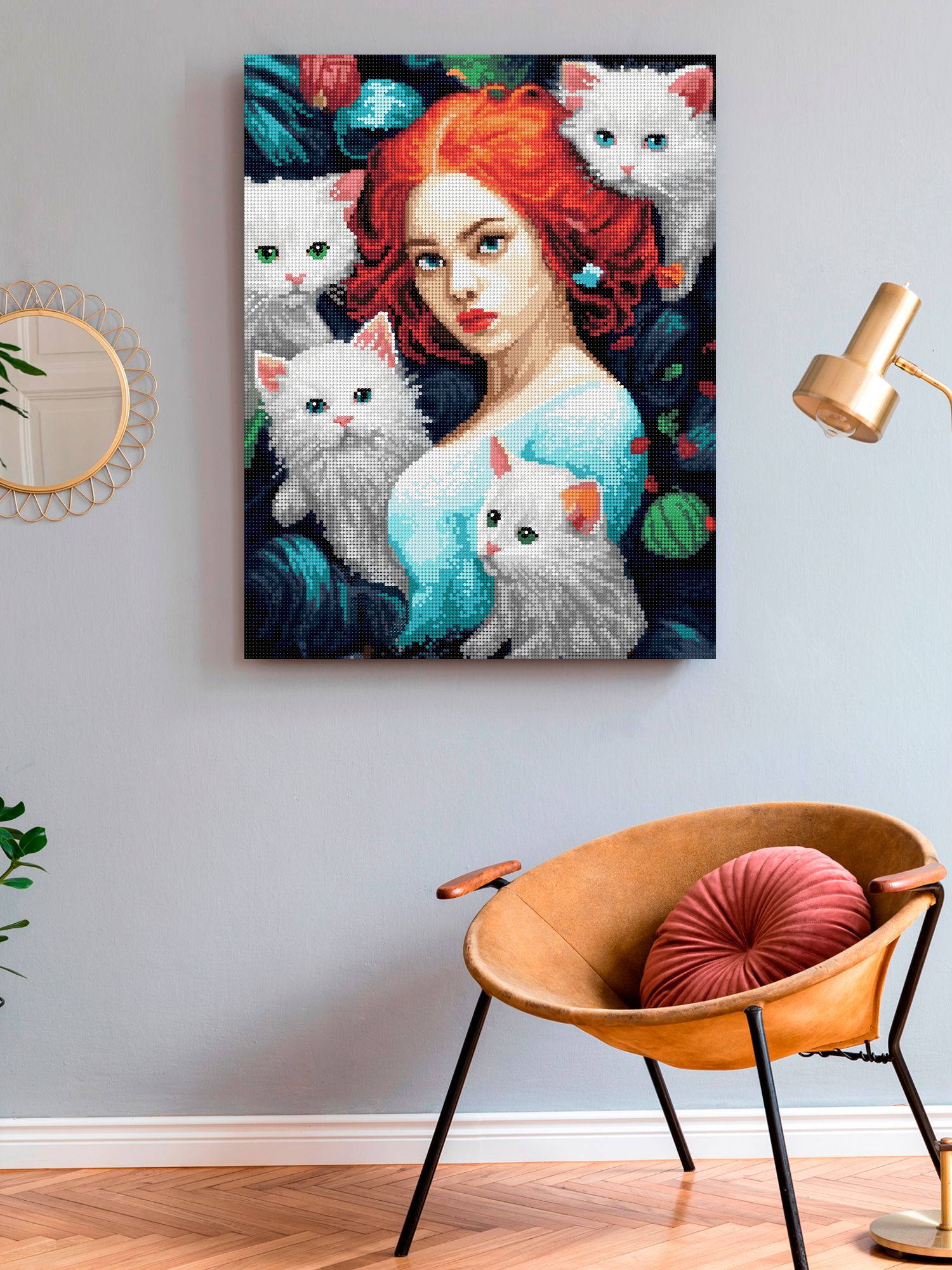 Алмазная мозаика Art on Canvas Девушка с котятами в ассортименте - фото 3