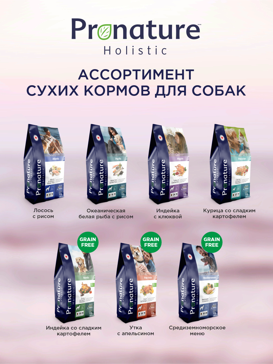 Корм для собак сухой Pronature Holistic Pan-Asia Grain Free беззерновой на утке с апельсином 2.5кг - фото 8