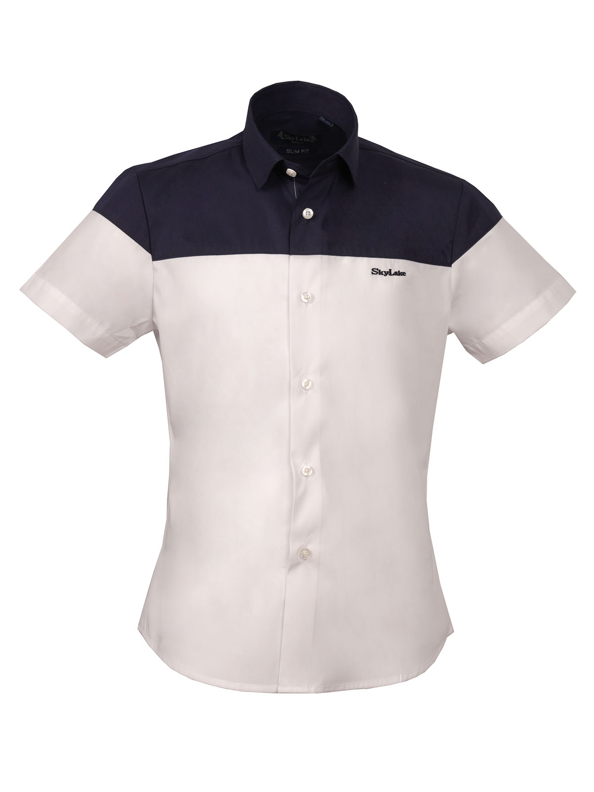 Рубашка Sky Lake 2300 PREMIUM SLIM FIT кор.рукав бело-синий - фото 1