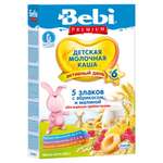 Каша Bebi Premium молочная 5 злаков с абрикосом и малиной 200г с 6 месяцев