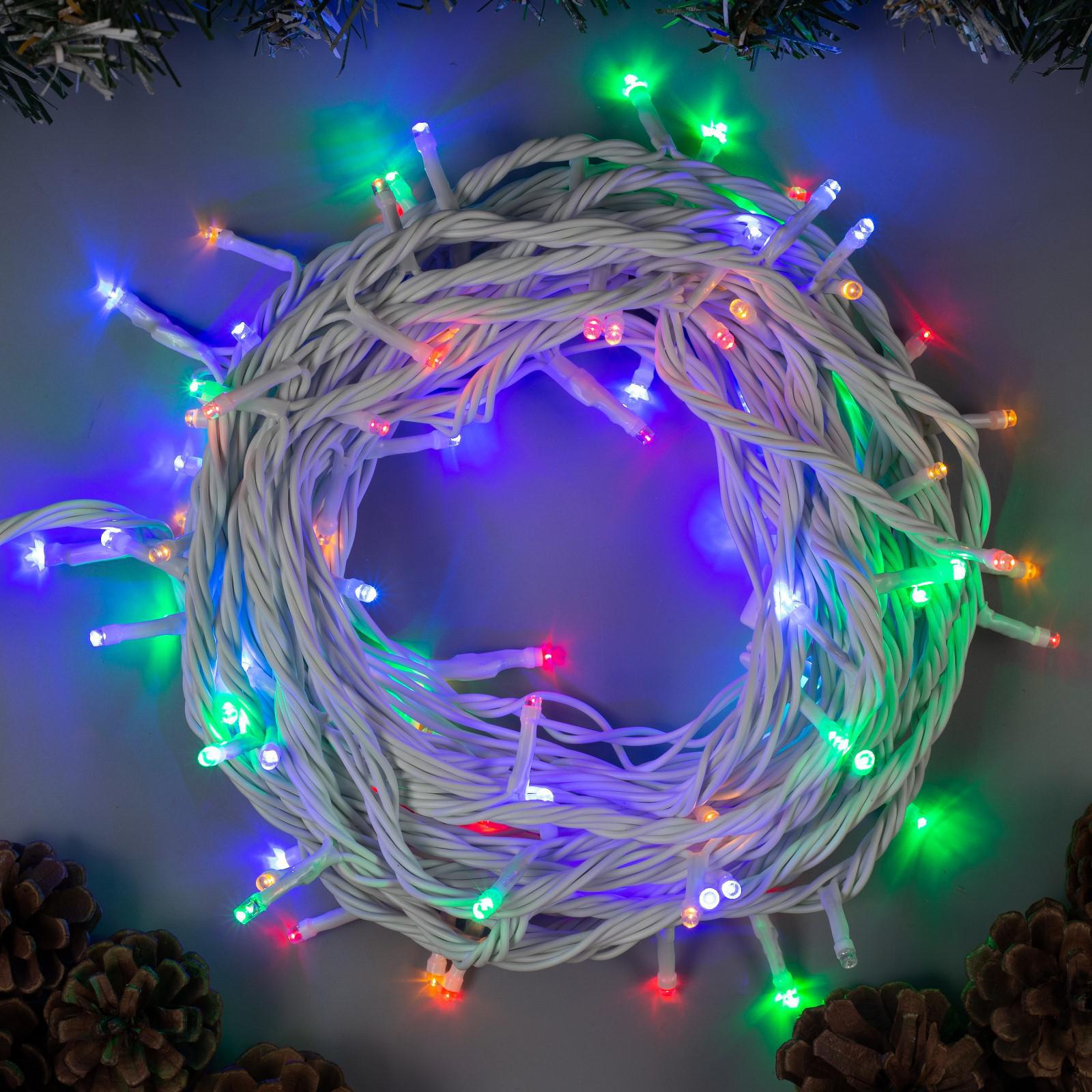 Гирлянда Luazon «Нить» 10 м умс белая нить 100 led свечение мульти 220в - фото 1