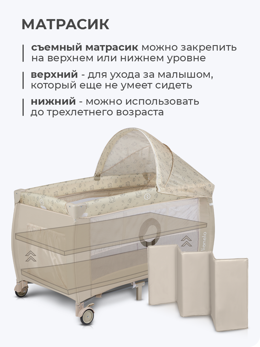 Манеж кровать Lionelo Sven Plus LO-SVEN PLUS BEIGE LATTE - фото 4
