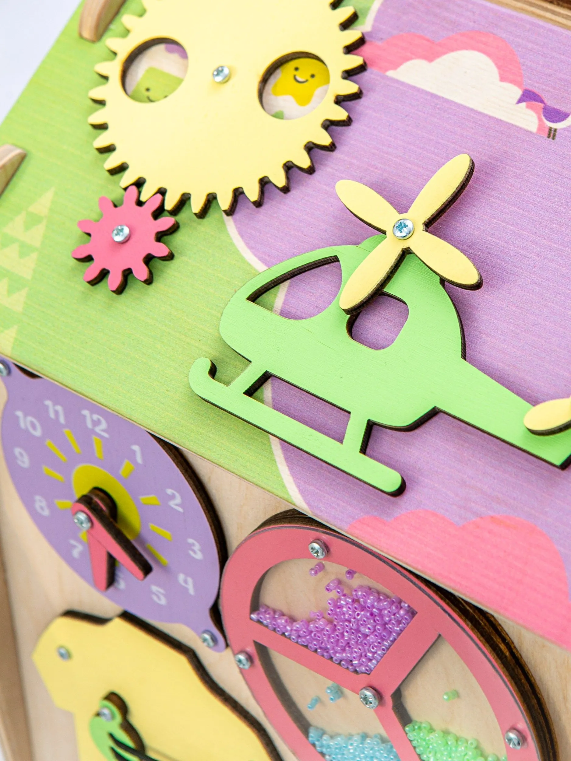 Игрушка Mag Wood бизиборд Кручу-верчу пастельный - фото 8