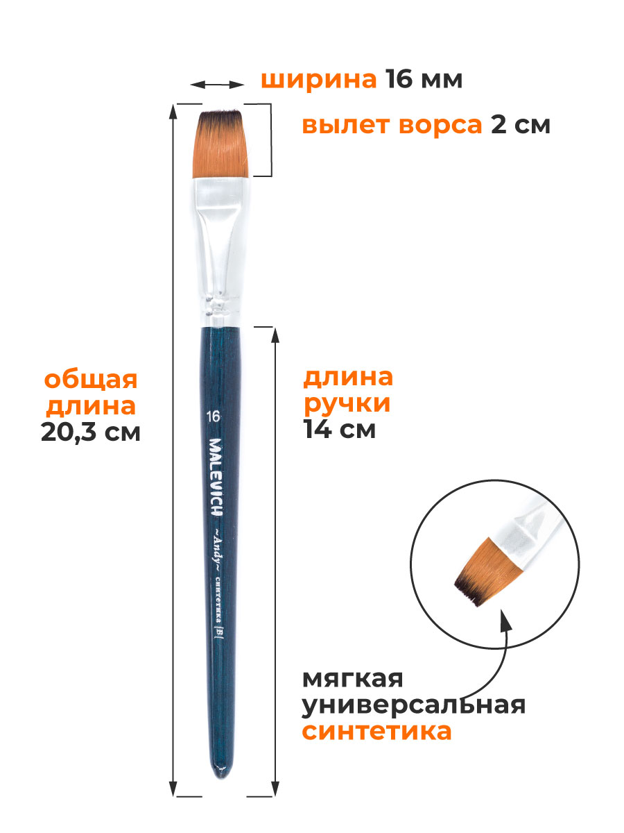 Кисть Малевичъ 2 шт. (синтетика) - фото 3