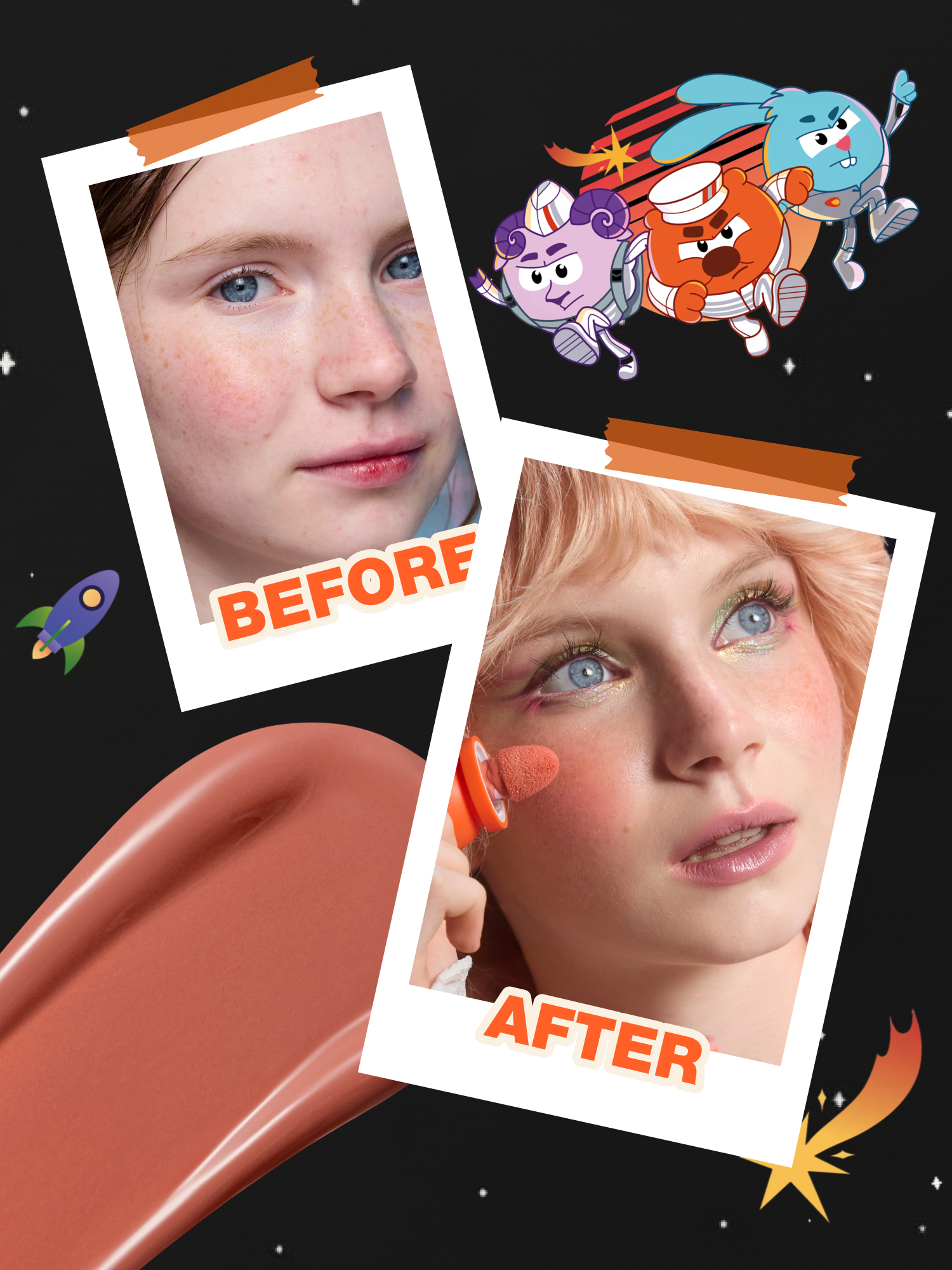 Румяна жидкие Beauty Bomb Смешарики тон 01 красно-розовый 3мл - фото 6