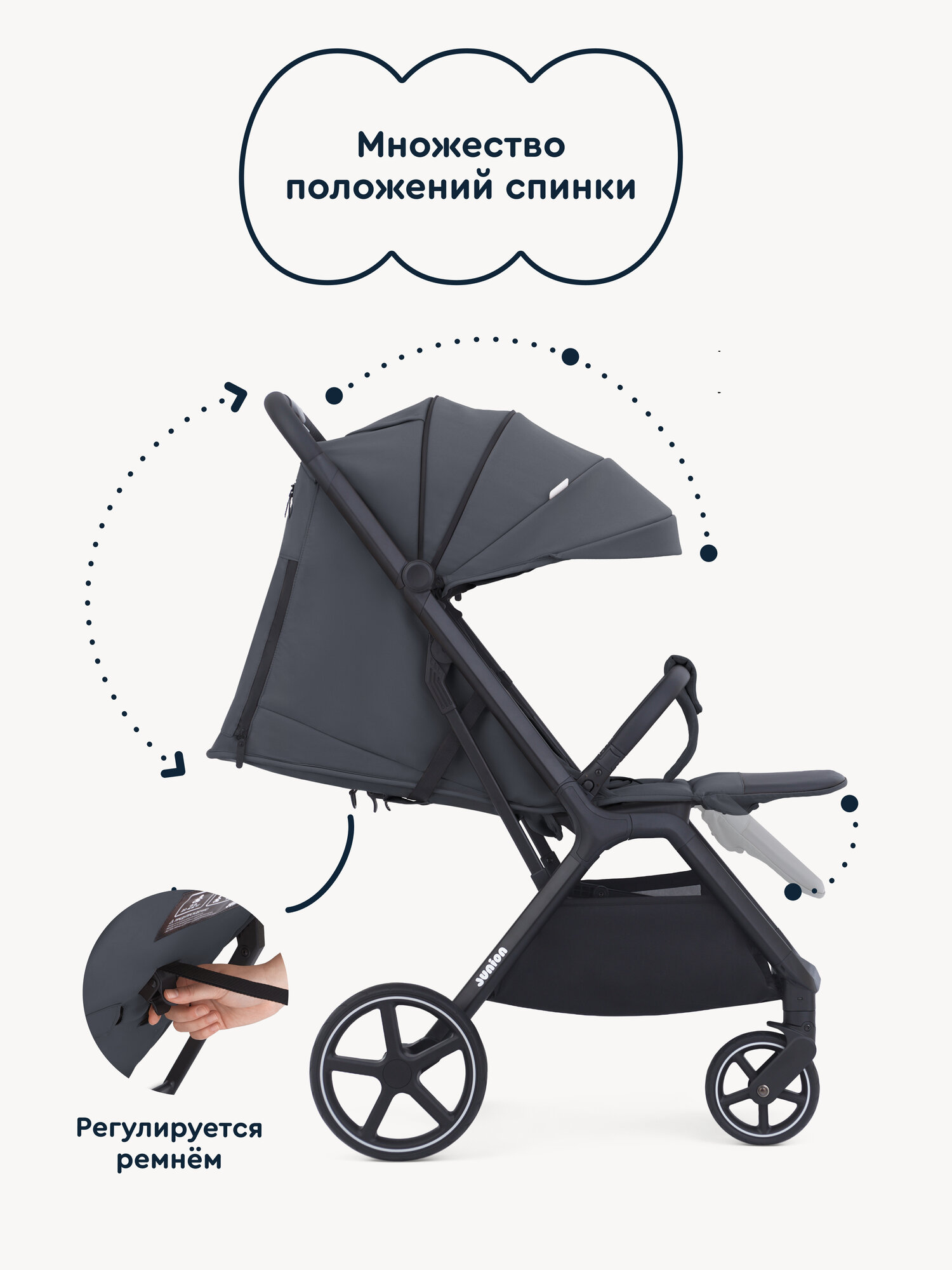 Коляска прогулочная Junion Loffy синий - фото 3