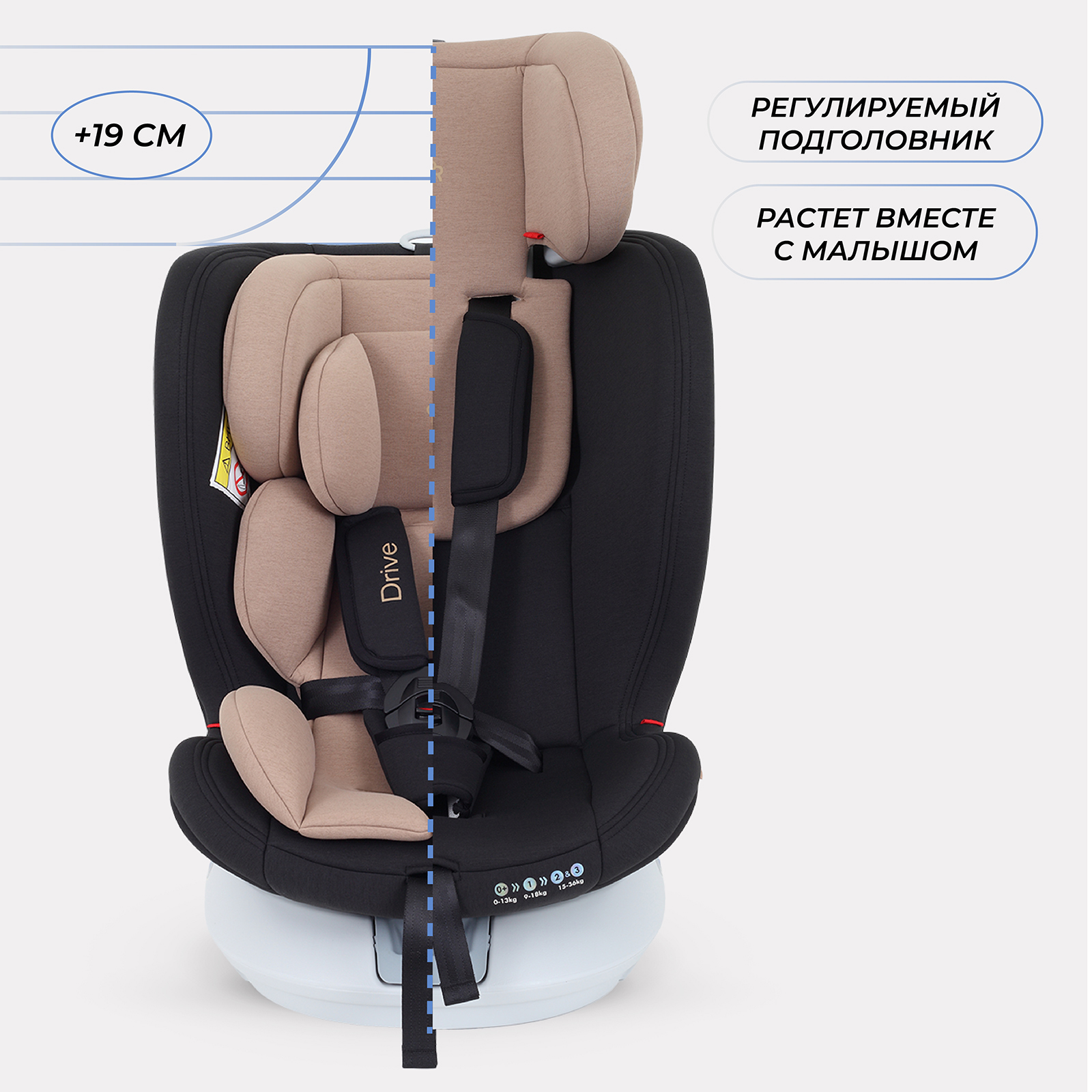 Автокресло Rant Drive Isofix 0+/1/2/3 (0-36 кг) бежевый - фото 7