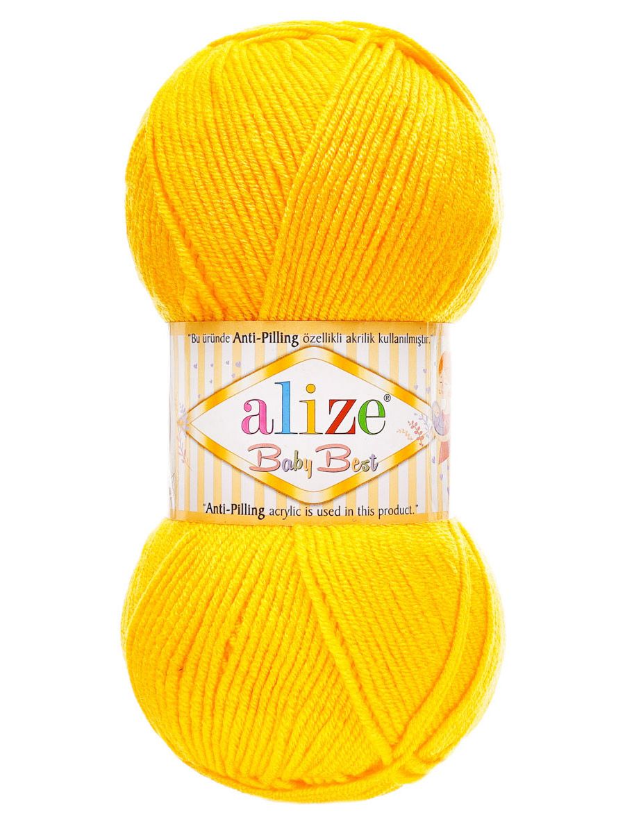 Пряжа для вязания Alize baby best бамбук акрил с эффектом антипиллинг 100 г 240 м 216 темно желтый 5 мотков - фото 4