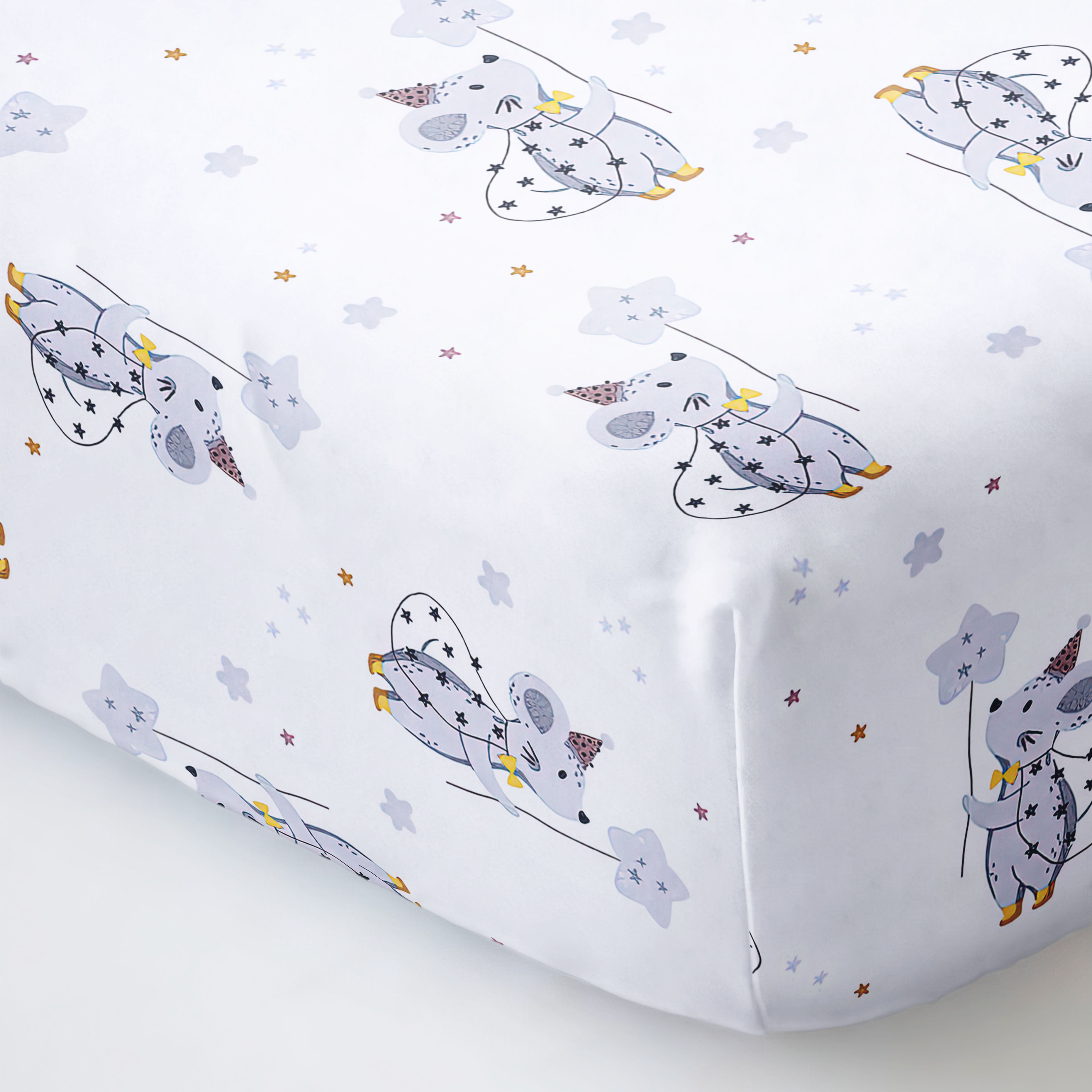 Простыня детская XLOПка на резинке , Мышки , цвет белый/серый, 120х60 см - фото 1