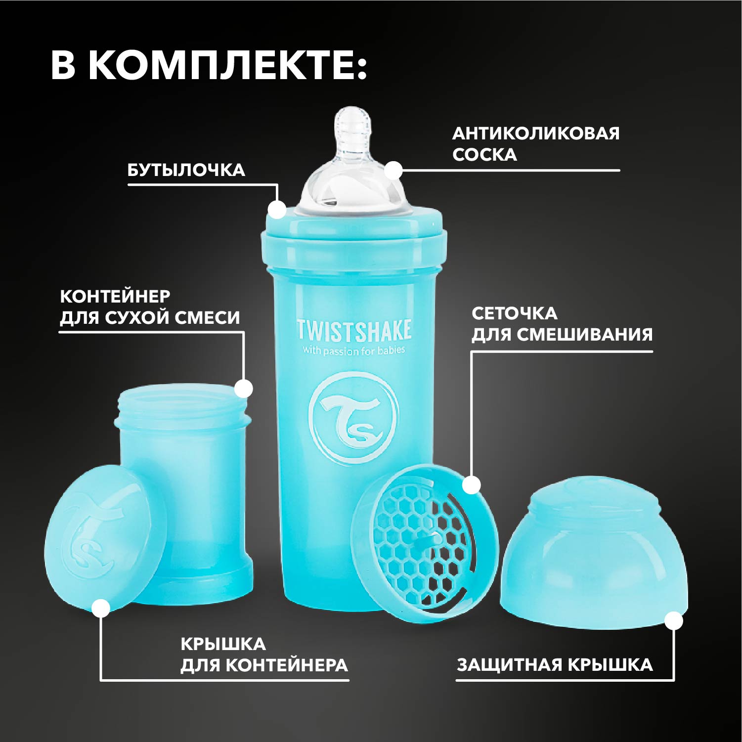 Бутылочка Twistshake Anti-Colic 260 мл 1 шт. - фото 2