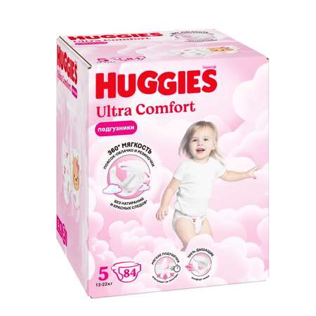 Подгузники Huggies Ultra Comfort для девочек 5 (12-22 кг) 84 шт.