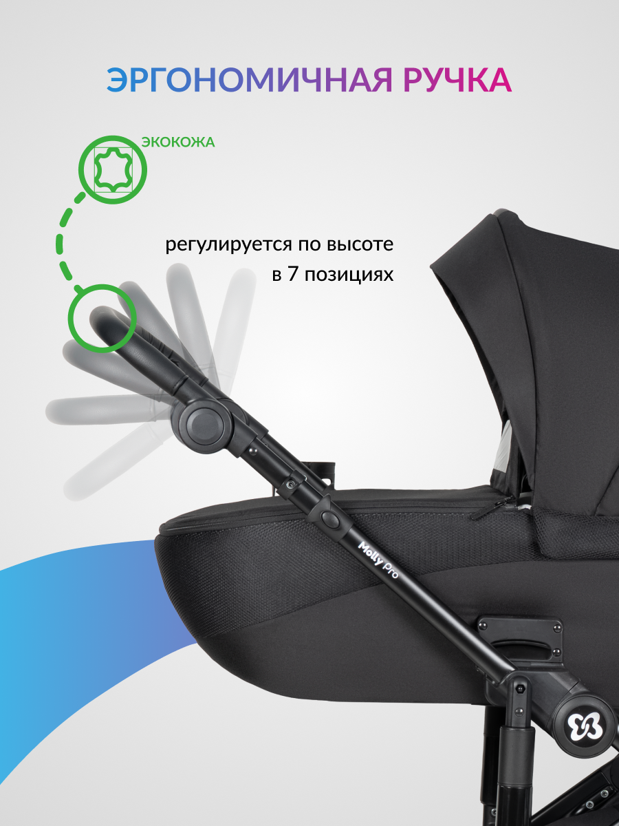 Коляска 3в1 Farfello Molly Pro черный - фото 8