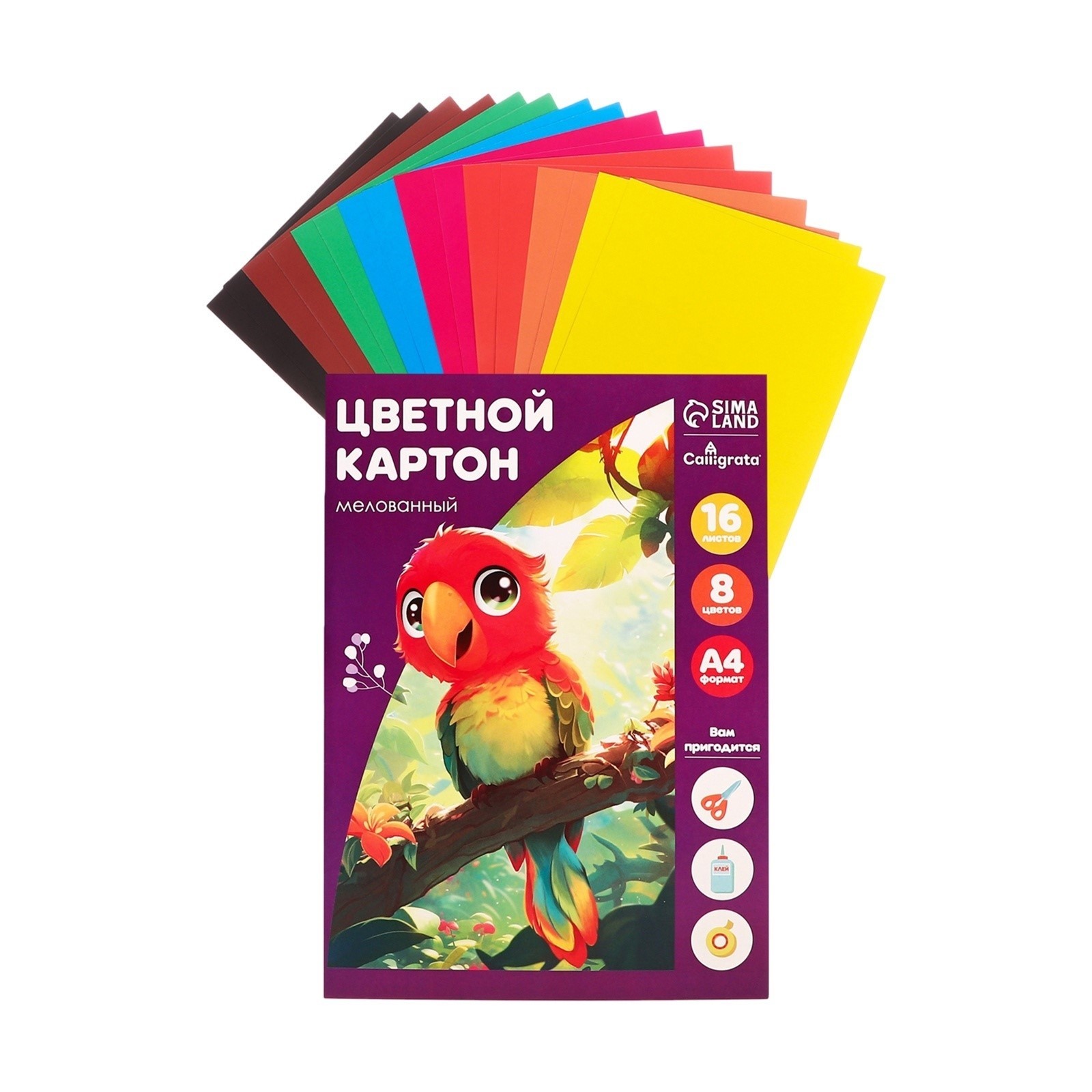 Цветной картон Calligrata 16 лист. - фото 2