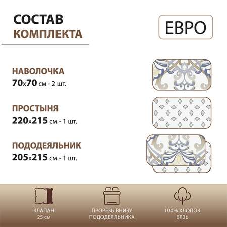 Комплект постельного белья Спал Спалыч Гриса евро бязь