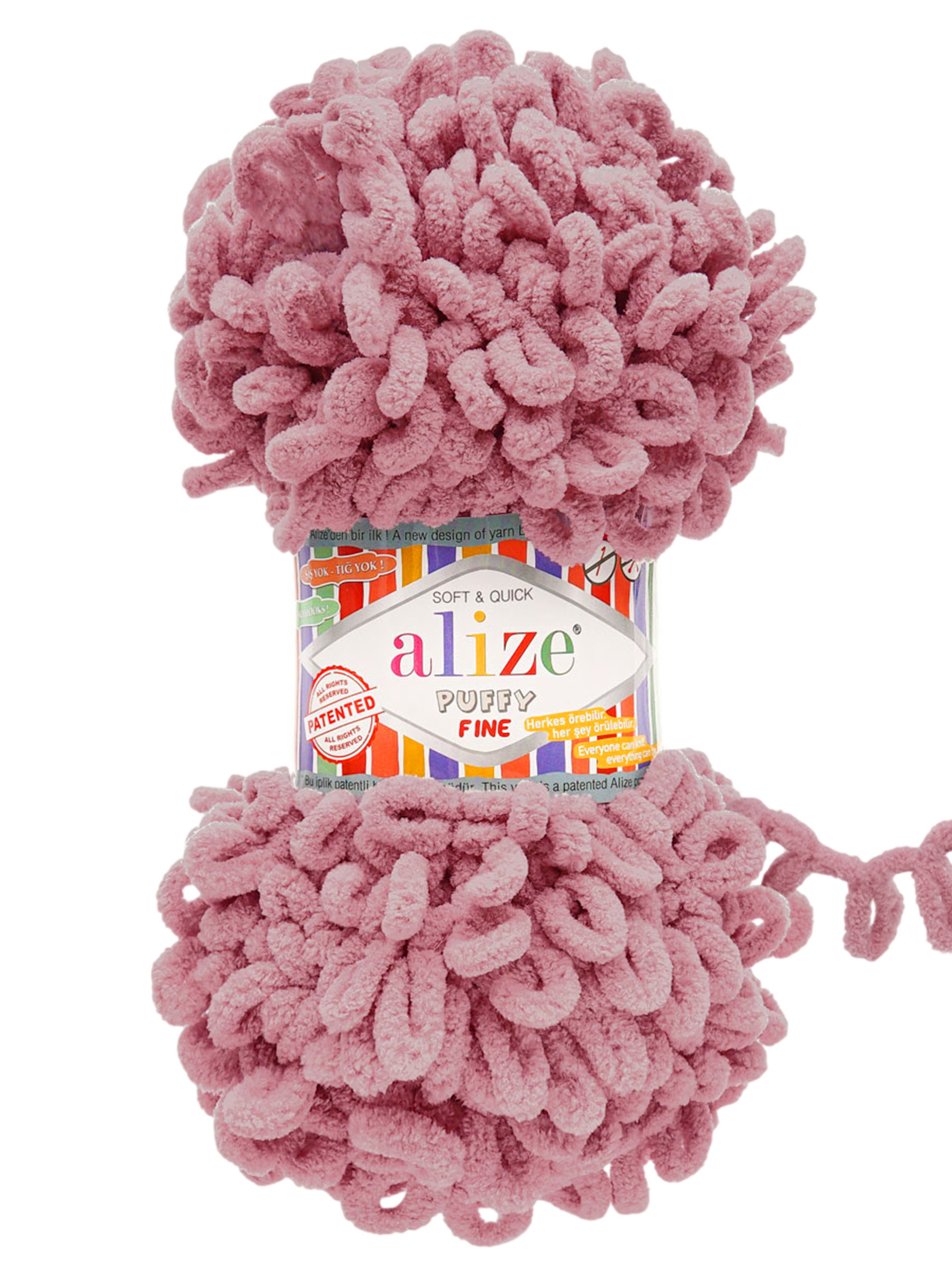 Пряжа для вязания Alize puffy fine 100 г 14.5 м микрополиэстер фантазийная мягкая 295 розовый 5 мотков - фото 4