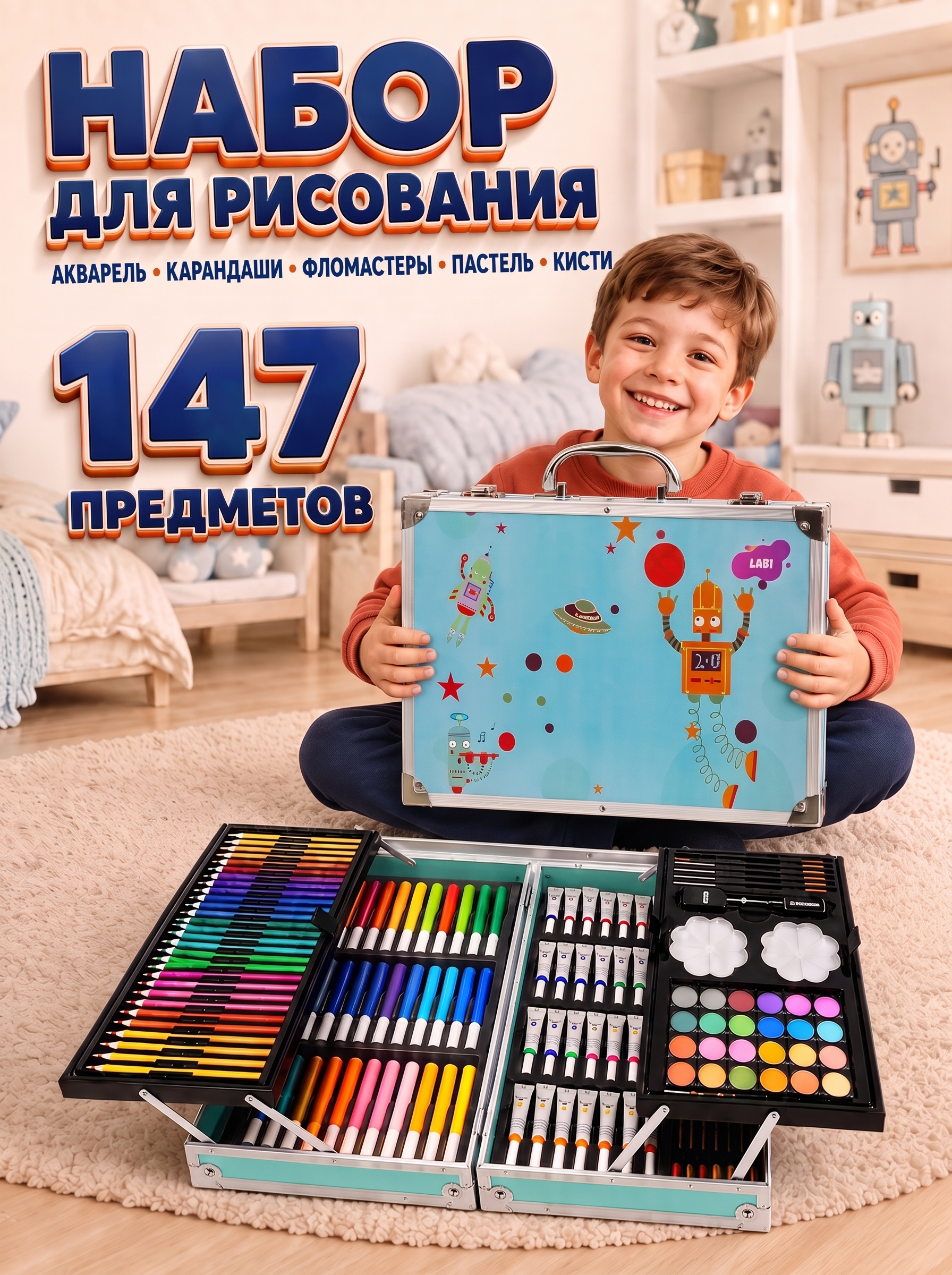 Набор для рисования LABI Робот 147 шт. - фото 1