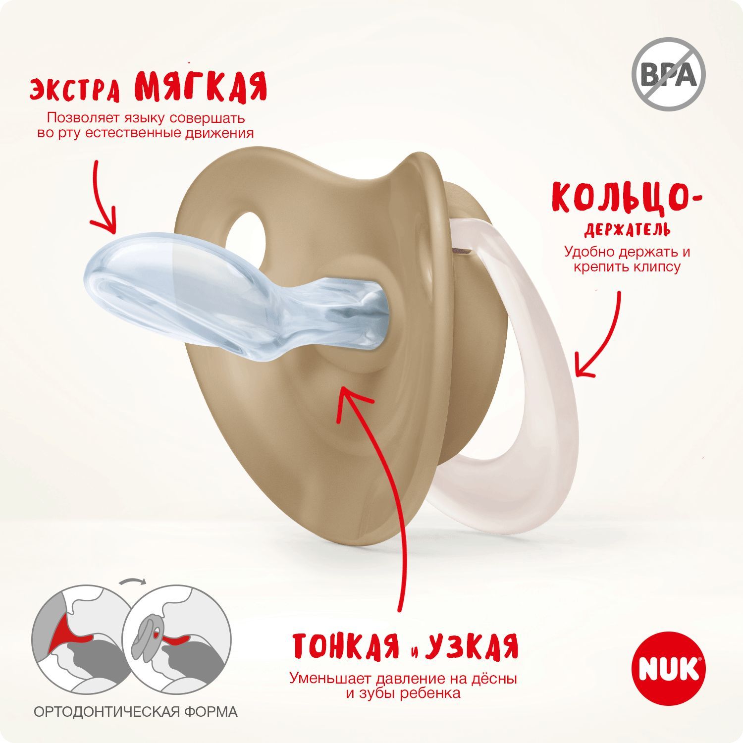 Пустышка Nuk латекс ортодонтическая от 6 мес. 2 шт. - фото 3