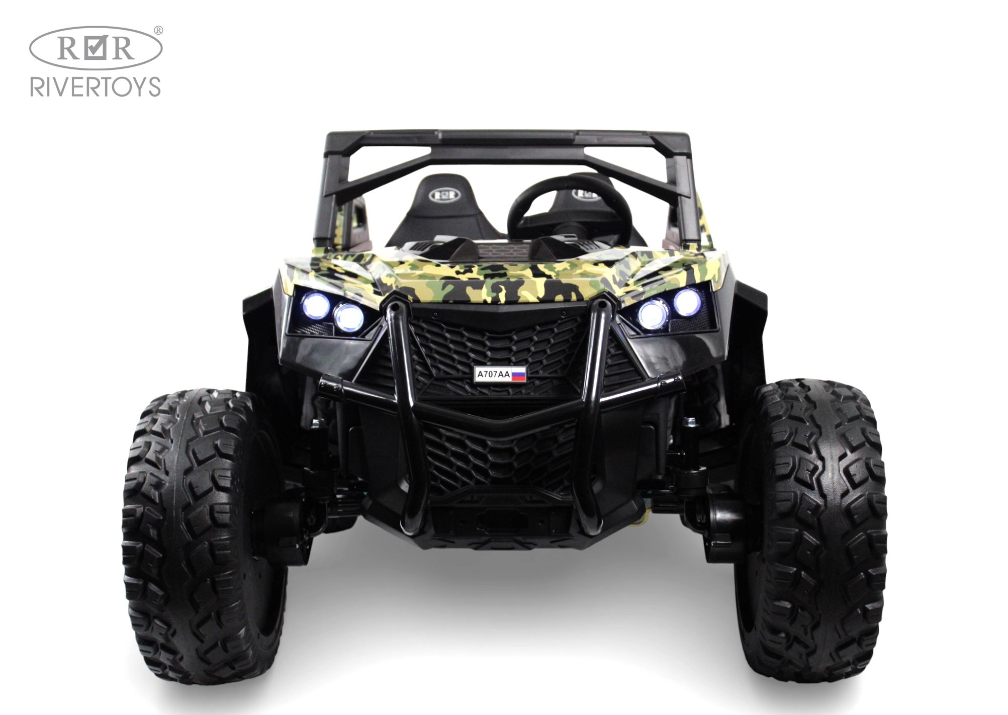 Электромобиль RIVERTOYS A707AA-LUX-NEW-GREEN-CAMOUF С пультом ДУ - фото 2